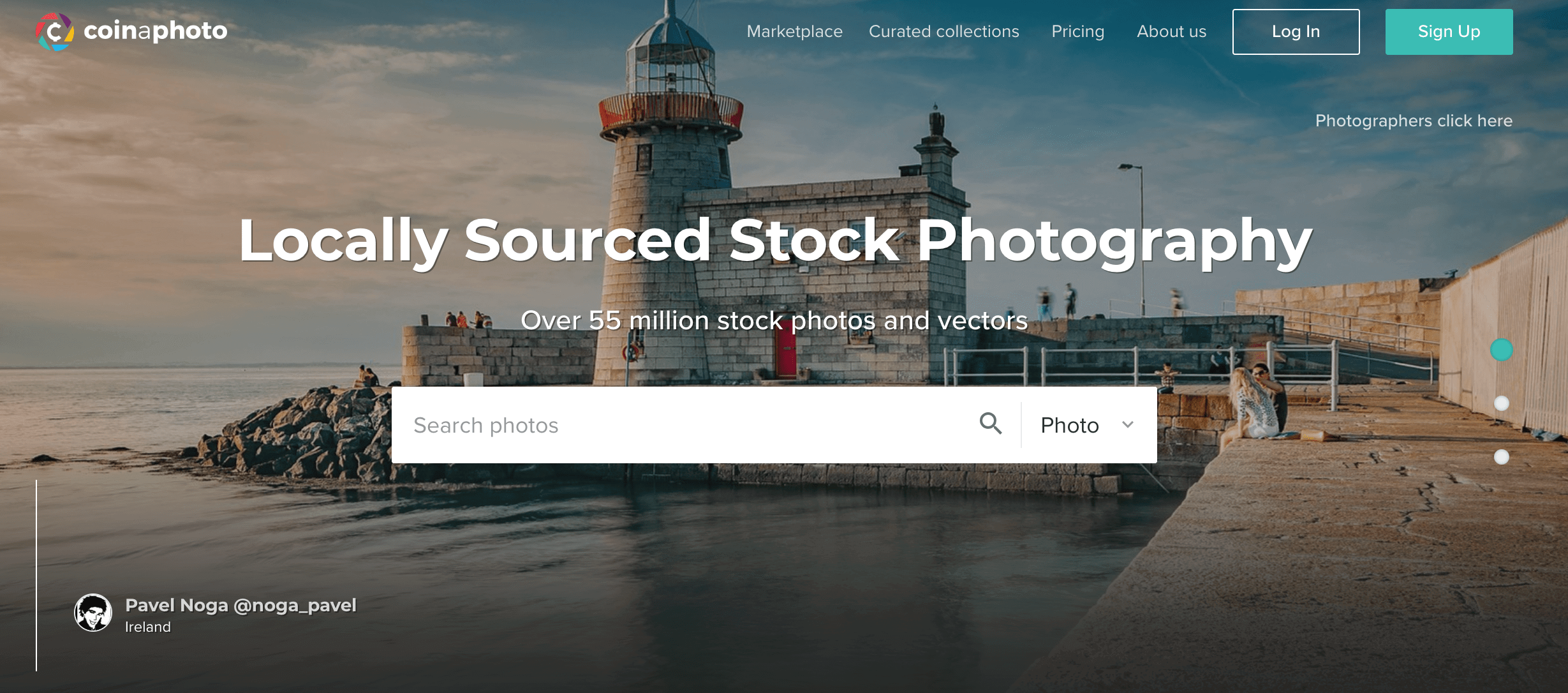 Coinaphoto B2B landing page