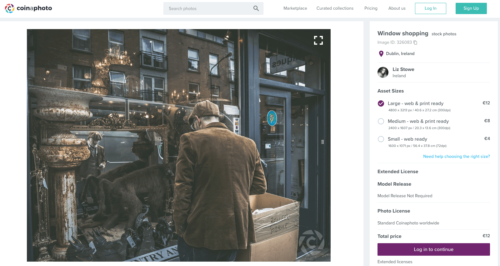 Coinaphoto B2B single asset page