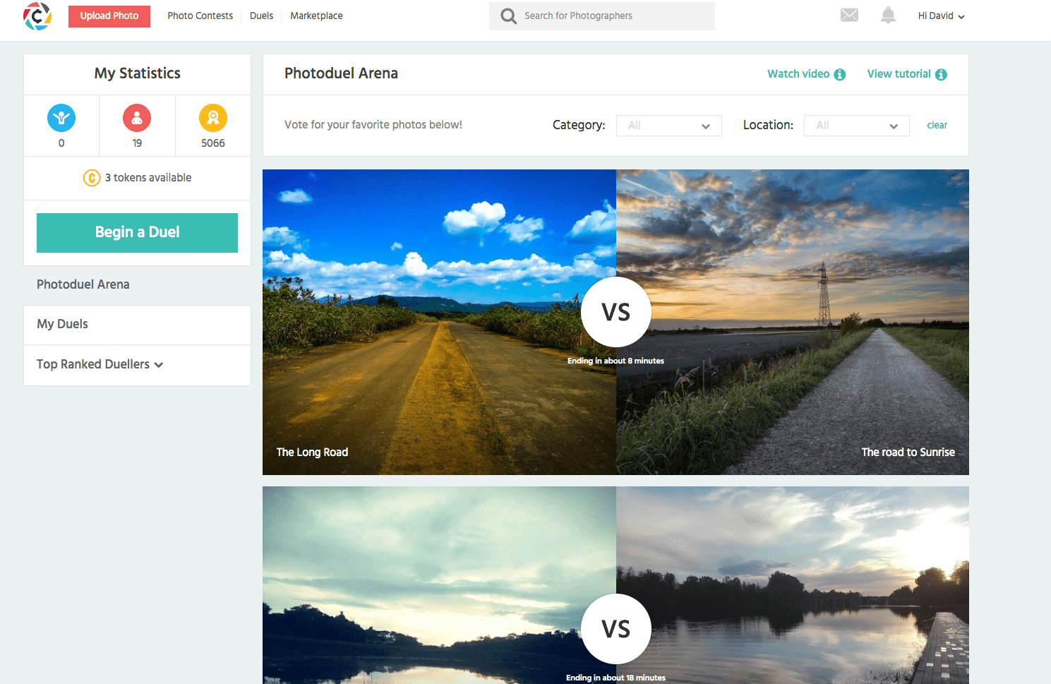 Coinaphoto B2C photo duel screen